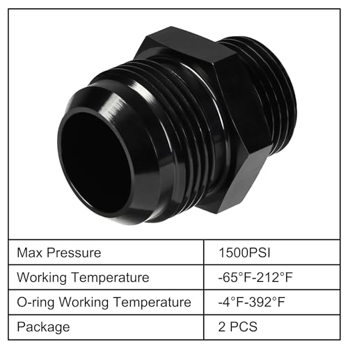 EVIL ENERGY 16AN Flare to 12AN ORB Male 2PCS Fuel Rail Adapter Fitting Black - size: 12AN ORB to 16AN