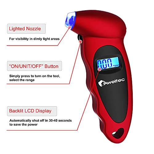 Digital Tire Pressure Gauge,Accurate Cars Air Gauge 150 PSI,Red - color: Red(1PK), size: 1 Pack