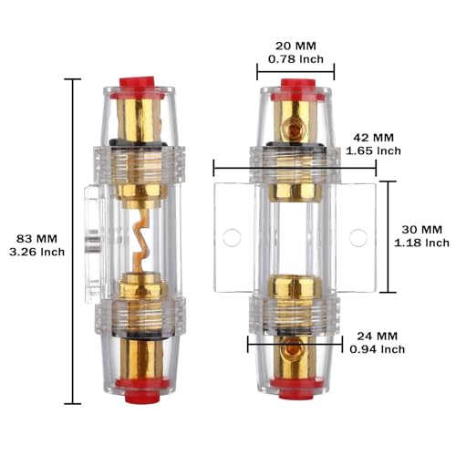 VEXUNGA 4-8 Gauge AWG Inline 40 Amp Fuse Holder with 40A AGU Fuses for Car Audio Alarm Amplifier Subwoofer in-line Fuse Holders (40Amp) - size: 40A