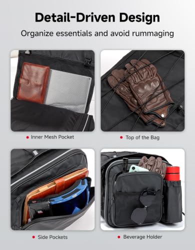 KEMIMOTO Motorcycle Travel Luggage Bags, Expandable Large Capacity Motorcycle Tail Bag, Waterproof Rear Rack Trunk, Motor Pannier Bag with Rain Cover and Straps 50L - size: 50L