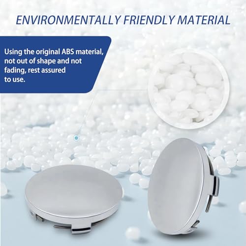 4 PCS Car Wheel Center Hub Cover, 60MM/2.36In OD 56MM/2.2In ID Wheel Center Caps, ABS Rust-Proof Durable Snap-in Vehicle Rim Hub Caps Accessories (Silver) - color: Silver