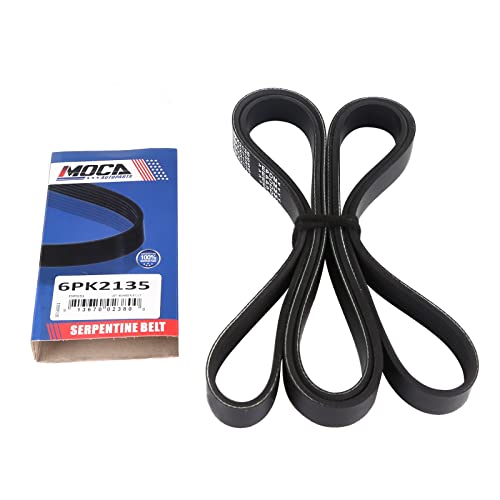 MOCA EPDM 6PK2135 Serpentine Belt Fits 04-06 for Acura MDX & 04-08 for Acura RL & 05-08 for Honda Odyssey 3.5L & for Ford F-150 05-08 5.4L & 05-06 for Mazda Tribute 3.0L 3.5L 4.6L 5.4L - size: 6PK2135