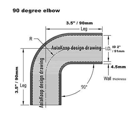2" ID 90 Degree Elbow Silicone Coupler Hose with Clamps Black - color: Black, size: 2" (51mm)
