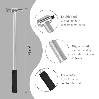 WHDZ Paintless Dent Repair Tools Car Dent Removal Hammer Aluminum Tap Down Tools with Tips - color: Silver