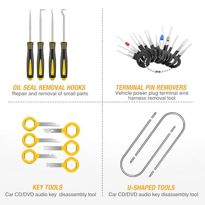 GOOACC 200Pcs Trim Removal Tool Auto Push Pin Bumper Retainer Clip Set - color: 200Pcs Clips Removal Kit Yellow