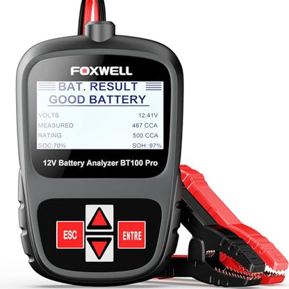 FOXWELL BT100 PRO Car Battery Tester, 12V, 100-1100 CCA Load Tester