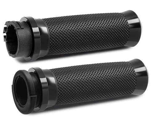 1inch Hand Grips, Cable Throttle Control Handlebar Grips Fit for Harley-Davidson ’96-’07 Touring, ’08-’13 XR, ’96-’17 Dyna (Except FXDLS), ’02-’17 VRSC, ’96-Later XL - color: Black
