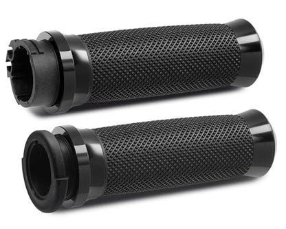 1inch Hand Grips, Cable Throttle Control Handlebar Grips Fit for Harley-Davidson ’96-’07 Touring, ’08-’13 XR, ’96-’17 Dyna (Except FXDLS), ’02-’17 VRSC, ’96-Later XL - color: Black