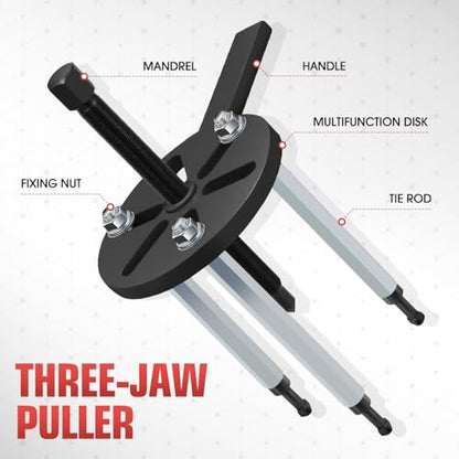 DNA Motoring 21 in 1 Bearing Puller, Bearing Extractor Removal Tool, Inner Hole Three-Jaw Puller with Curved Hook, Collet Multi-Functional Bearing Removal Tool, TOOLS-00606 - style: 21 in 1 Bearing Puller