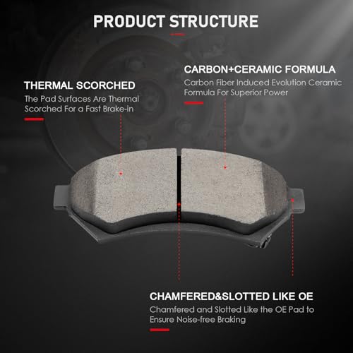 cciyu Ceramic Front Rear Disc Brake Pad Set 8pcs - size: Front[D699] + Rear[D714]