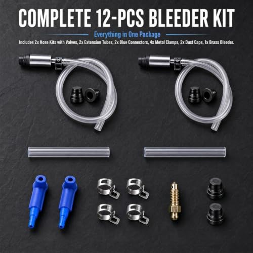 Universal Brake Bleeder Kit, One Way Check Valve Hydraulic Brake Bleeding Tool with Adapter & Hose for Car Motorcycle ATV Clutch System-2 Pack
