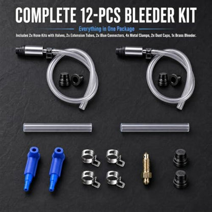 Universal Brake Bleeder Kit, One Way Check Valve Hydraulic Brake Bleeding Tool with Adapter & Hose for Car Motorcycle ATV Clutch System-2 Pack