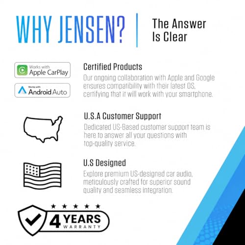 Jensen J1CA10FL 10.1" Wireless Apple CarPlay Android Auto Single/Double DIN - size: 10-Inch Wireless Stereo