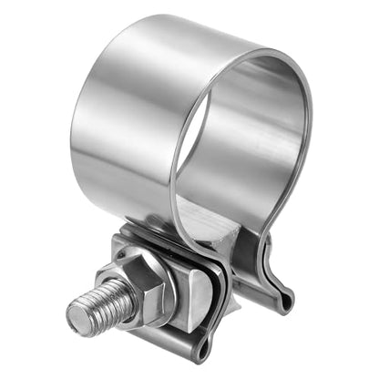 HARFINGTON 410 Stainless Steel Exhaust Clamp 1.77" Butt Joint Narrow Band Muffler Seal Exhaust Narrow Lap Butt Clamps for Pipes Mufflers Converters System Repair, Silver - size: Range 45-54 mm, Band Width 30mm