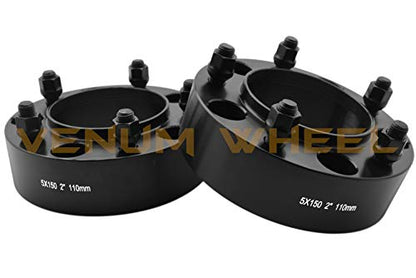 4 Pc 5x150 MM Hub Centric Wheel Spacers Adapters 5x150 MM | 2" Thick | 14x1.5 | +20 Pc 4.5" Tall Spike Red Lug Nuts + Key Works with 07-19 Toyota Tundra Sequioa Land Cruiser Lexus