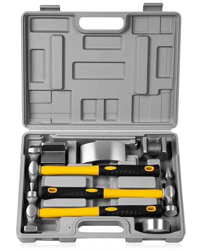 DAYUAN 7Pcs Auto Body Repair Kit, Hammer Dent Body Fender Tool Set - size: Rubber Handle