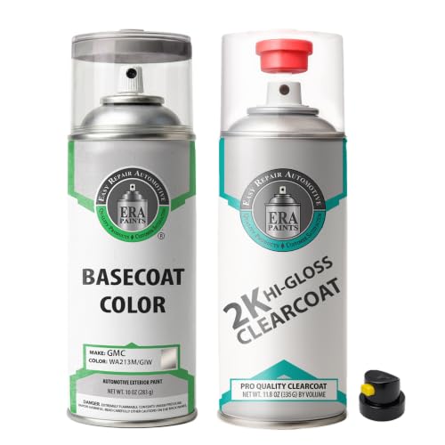 ERA Paints - WA213M/GIW - Graystone Metallic for GMC Exact OEM Color Match Automotive Touch Up Paint for Cars - Spray Paint with Premium Spray Nozzle - 2K Essential Kit - Made in USA - style: Spray - 2K Essential Kit