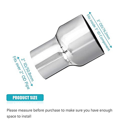 Universal 2" ID to 3" OD Exhaust Pipe Adapter Connector Reducer 304 Stainless Steel - size: 2" ID to 3" OD