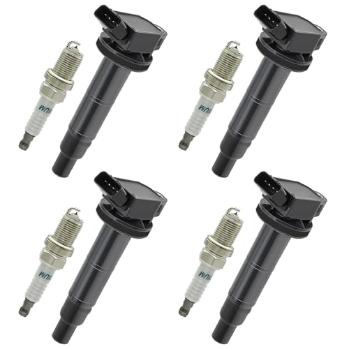4 PCS UF333 Ignition Coil Pack & Iridium Spark Plugs Compatible with Toyota L4 2.4L 2002-2011 Camry, 2009-2010 Corolla, 2009-2010 Matrix, 2001-2007 Highlander,2002-2003 RAV4, 2002-2006 Solara UF494 - size: UF333