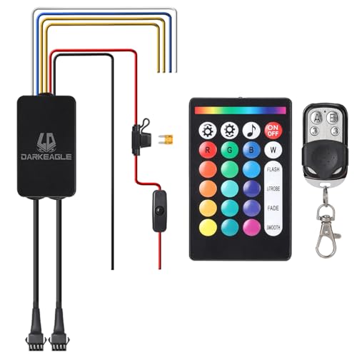 Replacement High Power Controller with Brake Turn Signal Smart Energy-Saving Functions APP/RF Remote, 4Pin Control Box with Switch Fuse for Double Row Motorcycle RGB LED Underglow Lights - size: 150W
