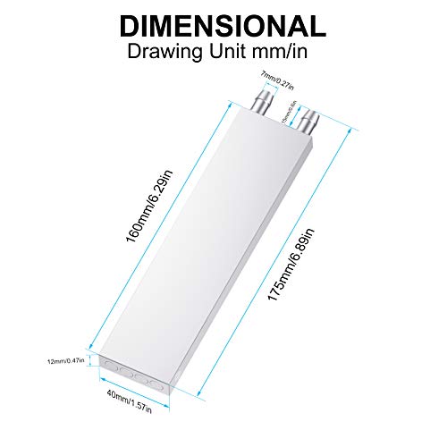 Aluminum Water Cooling Block, Liquid Water Cooler Heat Sink System for PC Computer CPU Graphics Radiator Heatsink Endothermic Head Silver 2pcs(40mm x 160mm x 12mm) - size: 160mm