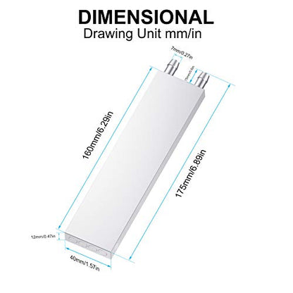 Aluminum Water Cooling Block, Liquid Water Cooler Heat Sink System for PC Computer CPU Graphics Radiator Heatsink Endothermic Head Silver 2pcs(40mm x 160mm x 12mm) - size: 160mm