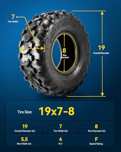 PHILTOP ATV UTV All-Terrain Tires 19x7-8,Go Kart Mini Bike Tire,4PR, Set 2 - color: Z-124 -2PCS, size: 19x7-8