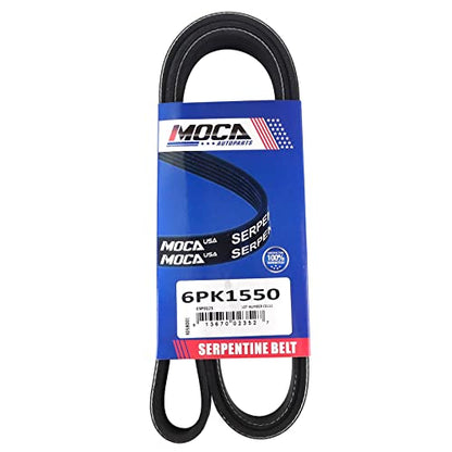 MOCA 6PK1550 EPDM Serpentine Belt Fits for Ford BMW 2.3L 4.8L DOHCSOHC 2-Door - size: 6PK1550