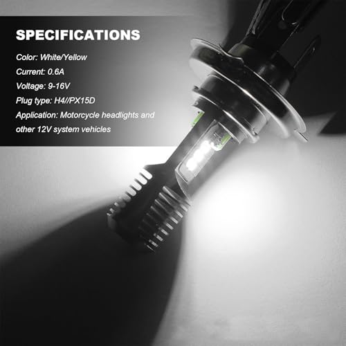 9-16V PX15D LED Motorcycle Headlight Bulbs, Super Bright 3030 Chips Bulb Halogen Lamp Replacement, Waterproof High/Low Beam LED Headlight Bulb for Most Motorcycles ATVs (White) - color: PX15D, White