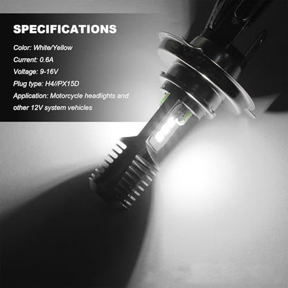 9-16V PX15D LED Motorcycle Headlight Bulbs, Super Bright 3030 Chips Bulb Halogen Lamp Replacement, Waterproof High/Low Beam LED Headlight Bulb for Most Motorcycles ATVs (White) - color: PX15D, White