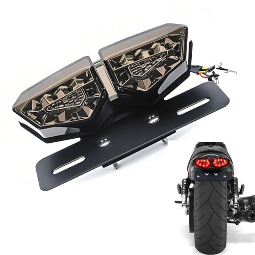 Black Motorcycle Tail Light Brake Turn Signal Light with Bracket - color: Black