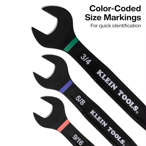 KLEIN TOOLS 69418CG 18-Piece Combination Ratcheting Wrench Set, SAE 1/4 to 3/4-Inch and Metric 6 to 19 mm, 90-Tooth Ratchet, MODbox Compatible, Color-Coded Sizes