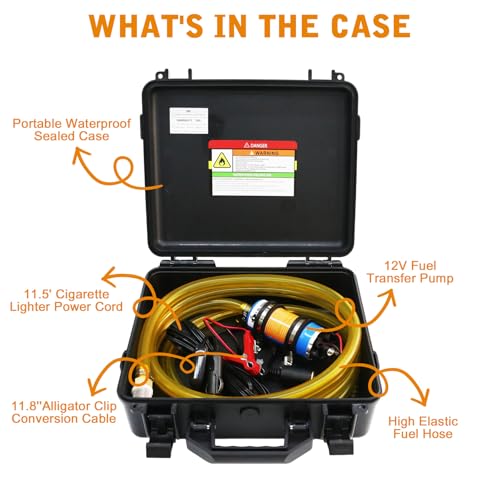 12V External Inline Fuel Transfer Pump Set, Electric Fuel Pump 100GPH High Flow, Portable Gasoline Transfer Pump Universal for Vehicles, Boats, RVs, Equipment, Gasoline, Diesel (12V-Set) - color: 12V-Fuel Pump Set