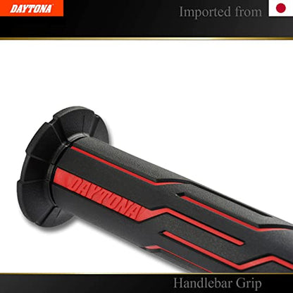 DAYTONA Universal 7/8" Motorcycle Handlebar Grips for Stylish and Comforting Long Rides (Geometric) (Red) - color: Red