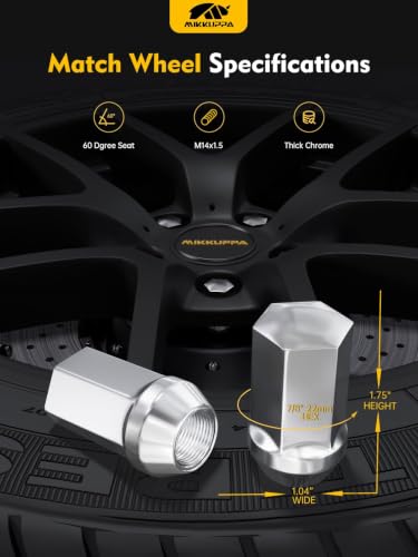 MIKKUPPA M14x1.5 Lug Nuts, Chrome 32PCS Closed End One-Piece Tire Lug Nuts - color: Silver, size: 32PCS - For Chevy GMC Dodge