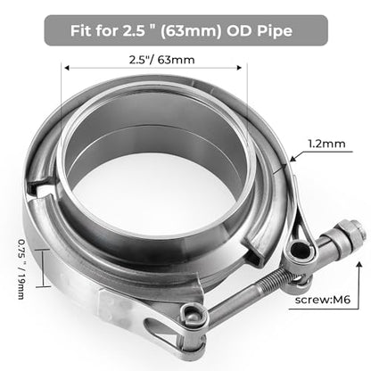 AKIHISA 2.5 Inch, V Band Clamp with Flange Male Female, 304 Stainless Steel, Compatible for Exhaust System, Turbocharger, Downpipe, Muffler1Pcs, 1Pcs - size: 2.5"(63mm)