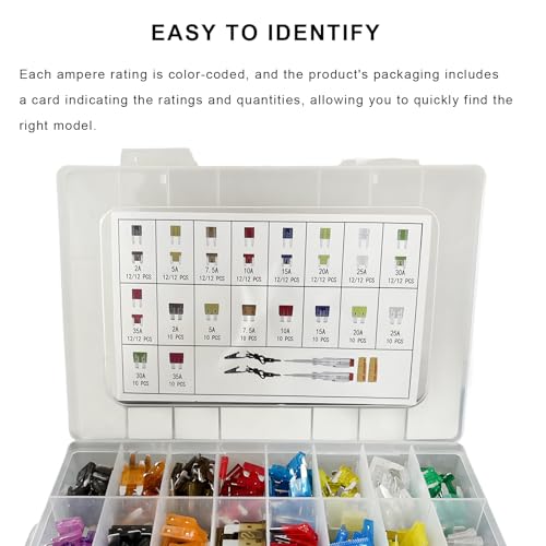 306 PCS Car Fuses Assortment Kit, Standard & Mini & Low Profile Mini Fuses (2A 5A 7.5A 10A 15A 20A 25A 30A 35A), Mixed Vehicle Blade Fuse with Circuit Tester & Fuse Puller