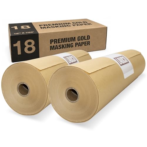 LAUCO Masking Paper Automotive Painters Multi-Purpose 18” x 9000” (750') - Cover Automotive Surface, Packing, Moving, Gift Wrapping, Postal, Shipping, Parcel, Wall Art, Bulletin Boards (2 Rolls)