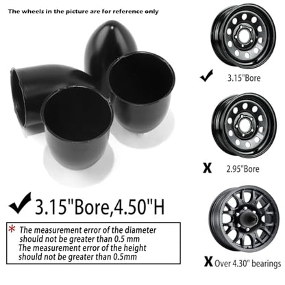 4Pcs 3.15" OD 4.5" H Pointed Top Trailer Wheel Center Caps for Rim - color: Matt Black, size: 3.15" OD 4.5" H