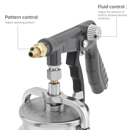 ChgImposs Undercoating Spray Gun Kit, 34 fl oz / 1 Liter Cup, Rust Proofing Gun for Truck Bed Liner, Car Underbody Coating, Rubberized Protective Spray Tool with Hoses (Grey) - color: Gray