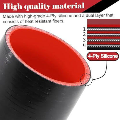 Silicone Straight Hose 3 inch(76mm) Coupler, Rubber 4-ply Reinforced 3 inch Length Pipe 3×3 Air Intake Exhaust Hose Turbo Intercooler Coolant Radiator Tubing with Stainless Steel T-Bolt Clamps - size: 3 Inch