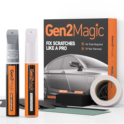 Sterling Gray Metallic Touch Up Paint Pen Kit Compatible with Chevy [Clear Coat Included], GXD/WA130H Color Match for Scratches, Rock Chips, Bumper Dings, Easy Scratch Repair & Rust Remover - color: Compatible with Chevy - Sterling Gray Metallic