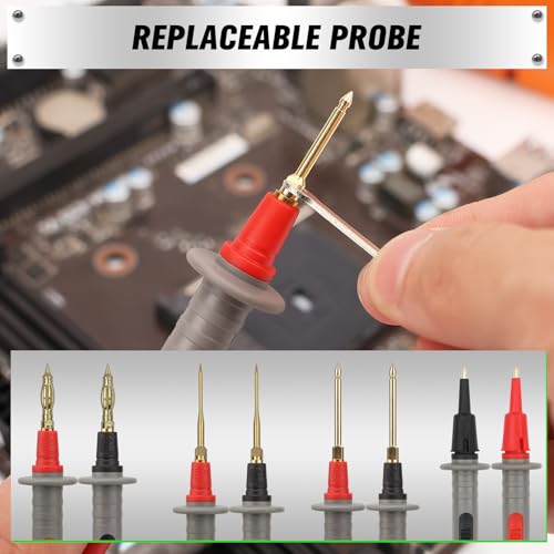 SWANLAKE 27-Piece Multimeter Test Leads Set, CAT.III 1000V / CAT.IV 600V Multimeter Probes with Alligator Clips, Needle Probe, Replaceable Probe Accessories, Soft PVC Volt Meter Lead - color: 27PCS Red&Black