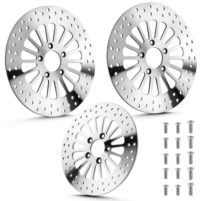 11.8" Polished Front & Rear Brake Rotors w/Bolts Set Fit forHarley Davidson Touring, for Electra Glide/Road King/Street Glide/Road Glide 2008-2022-3 PCS - size: 2 Front 1 Rear Rotor
