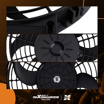 maXpeedingrods 2X 10 inch Universal Slim Fan Push Pull Electric Radiator Cooling 12V Mount Kit - size: 10 inch