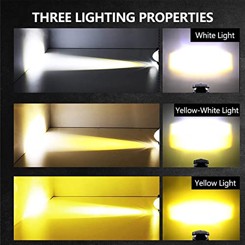 Motorcycle LED Driving Fog Lights Headlight, 12000LM Mini Fog Lights 60W 6000K Super Bright Amber White Aux Spotlight for Motorcycle Truck ATV SUV Car Yacht, 2 Pack