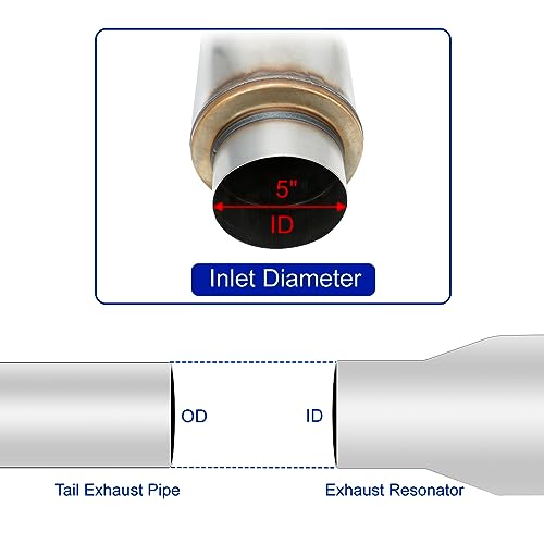 Exhaust Resonator 5" Inlet 5" Outlet Muffler 30" inch Overall - size: 5" Inlet 5" Outlet 30" Overall Length