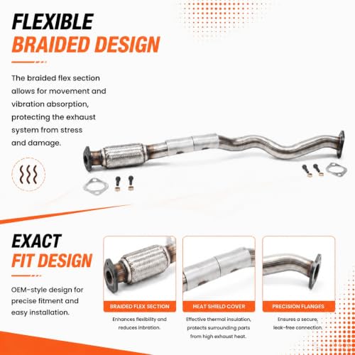 54971 Flex Exhaust Pipe for 15-17 Chrysler 200 & 14-18 Jeep Cherokee E39H - size: Chrysler 200/Jeep Cherokee