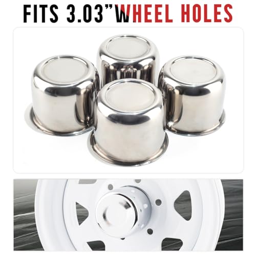 Rtrhinotuning Stainless Steel Push Through Center Caps 3.11" for Trailer Truck Rv Wheel Rims Chrome Trailer Hub Cap 2.35" Hight 4 PCS Wheel Center Caps - color: Chrome, size: 3.11" Center Hole, 2.35" Height