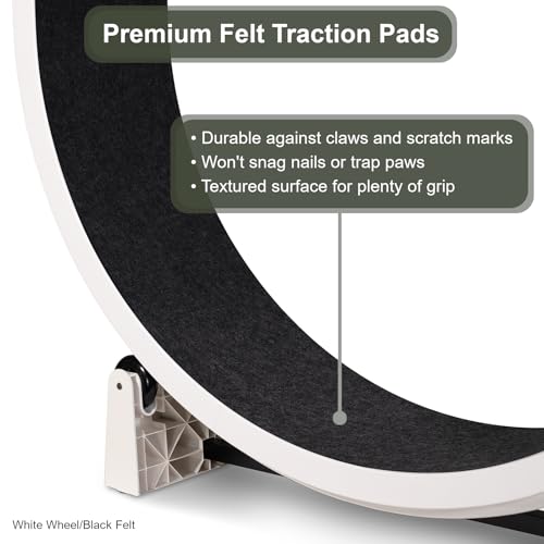 One Fast Cat - Cat Exercise Wheel - Made in the USA - 48" Diameter - Gen. 7 - color: White Wheel / Black Felt / LED Inline